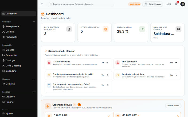 Captura del web de Taller Maestro